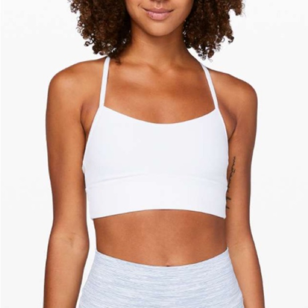 Lululemon White Flow Y Long Line Sports Bra size 4